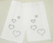 Wedding - Christening Cake Bags -4 x Silver Heart x 100 Bulk Pack